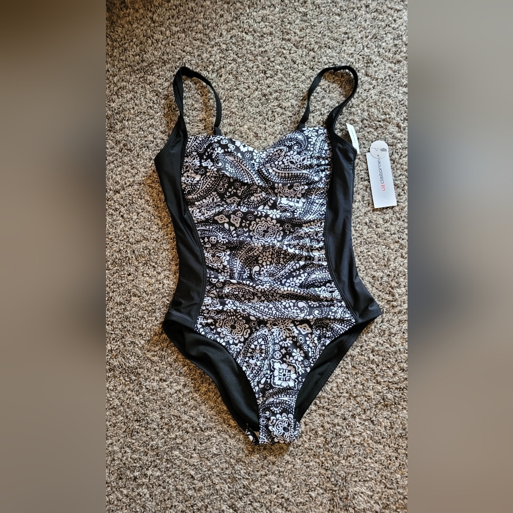 NWT Chic Black and White Paisley Swimsuit